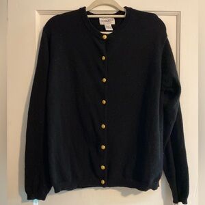 Vintage Luxury Pendleton Black Lambswool Cardigan Gold Buttons Size XL